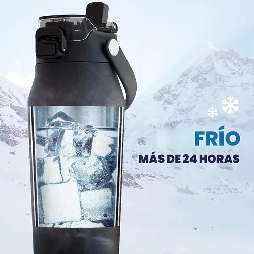 Vista 5 de Frost Buddy botella de agua aislada de 32 onzas con pajilla y tapa para beber Acero inoxidable a prueba de fugas 24 horas de frío Resistente