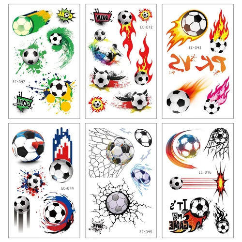 Vista 4 de Konsait Tatuajes de fútbol Tatuajes de pelota de fútbol, tatuajes de transferencia temporal, bolsa de fiesta de cumpleaños y rellenos de calcetines