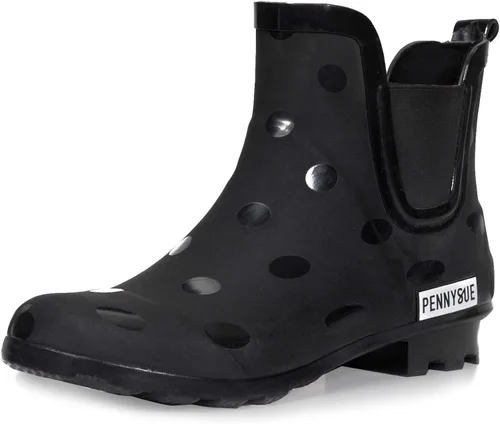 Vista 7 de PENNYSUE Botas de lluvia impermeables para mujer botines Chelsea cortos antideslizantes