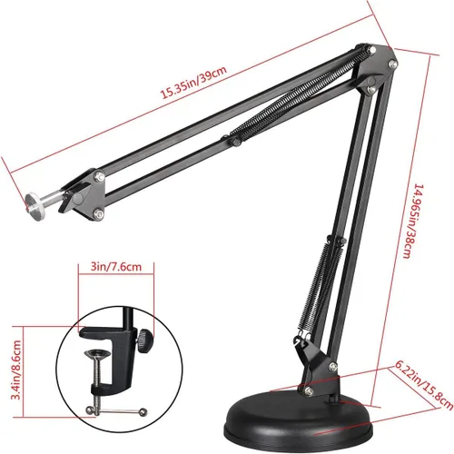 Vista 7 de Technical Pro Brazo de grúa de suspensión para cámara web con base y abrazadera de escritorio