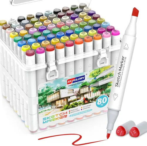 Vista 10 de HOMESILMO - Juego de bolígrafos de alcohol de 48 colores, bolígrafo de alcohol para adultos de doble punta, suministros de arte de bocetos mixtos