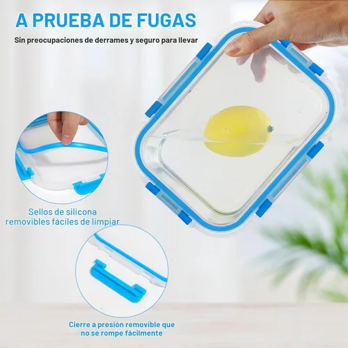 Vista 4 de Juego de 30 recipientes de vidrio para almacenar y preparar alimentos, con tapas de cierre a presión, herméticos, libres de bisfenol A y aptos