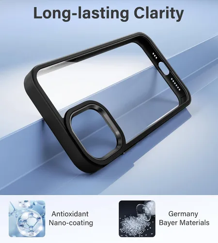 Vista 2 de Vakoo Funda transparente para iPhone 11 Pro Max, antiamarilleo, color negro