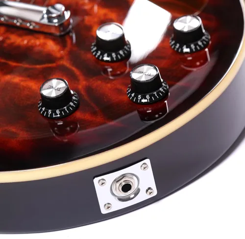 Vista 9 de Grote Guitarra eléctrica de cuerpo sólido LPYS-006 Maple Neck Ideal para todos los niveles con Gigbag (marrón antiguo)