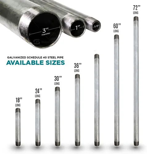 Vista 5 de Supply Giant Tubo galvanizado de 2 pulgadas, tuberías de acero maleable de dos pulgadas, montaje de muebles vintage de bricolaje, 2 x 18 pulgadas