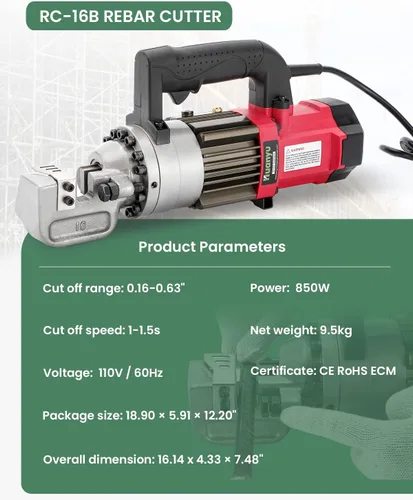 Vista 5 de Huanyu Cortador de barras de refuerzo hidráulico eléctrico Velocidad de corte 1-1.5s Corte hasta 5/8 pulgadas #5 0.157-0.630 in Rebar Máquina
