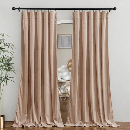 Vista 21 de RYB HOME Cortinas opacas de terciopelo para dormitorio, aislamiento térmico, privacidad, luz solar, bloqueo de calor, cortinas lujosas con bolsillo