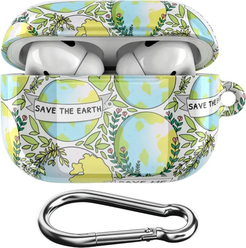 Vista 8 de Funda compatible con Airpods Pro Airpods 1, 2, 3 generación, sostenible, de cuerpo completo, diseño ecológico, funda de plástico con llavero Go