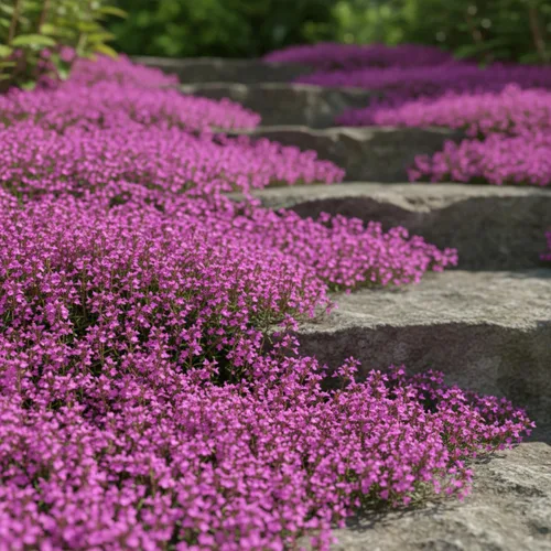 Vista 4 de Más de 20.000 semillas de tomillo rastrero cubierta del suelo, semillas de flores para plantar, Thymus Serpyllum perenne para jardín de rocas