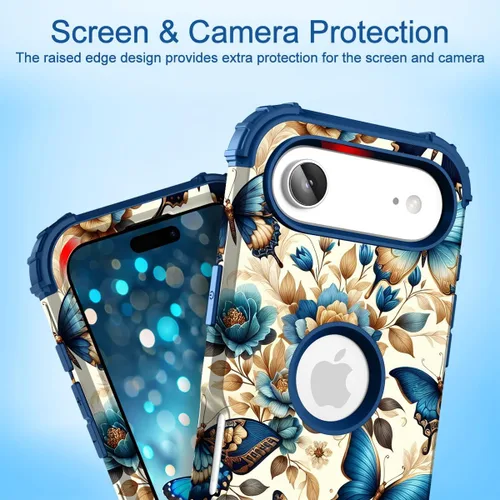 Vista 3 de Hocase Funda para iPhone Air de 6.5 pulgadas, resistente a prueba de golpes, goma de silicona suave, parachoques de plástico duro, funda protectora