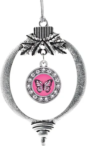Vista 65 de Inspired Silver - Adorno con dije de cara de carlino - Adornos navideños de círculo de plata con joyas de circonita cúbica