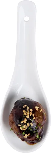 Vista 16 de Restaurantware Cuchara de degustación asiática de 4.9 pulgadas: aperitivo de porcelana blanca y cuchara de sopa - Perfecto para eventos de catering