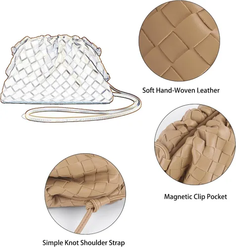 Vista 4 de Bolso tejido de bola de masa para mujer, bolso cruzado de nube suave