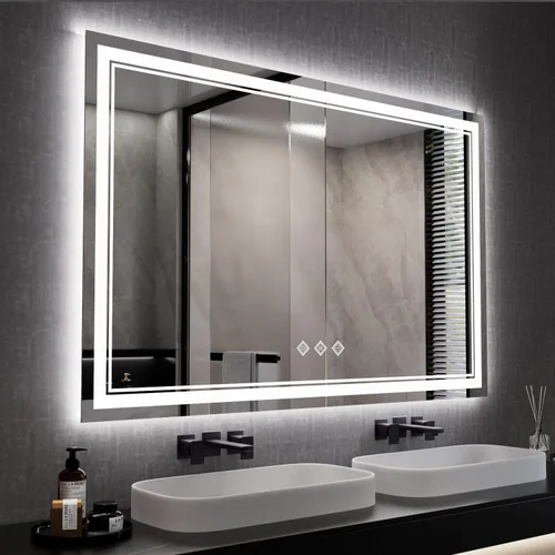 Vista 16 de Espejo LED para baño de 20 x 28 pulgadas con frente degradado y luz LED, espejo retroiluminado para baño, 3 colores, CRI > 90, espejo de baño
