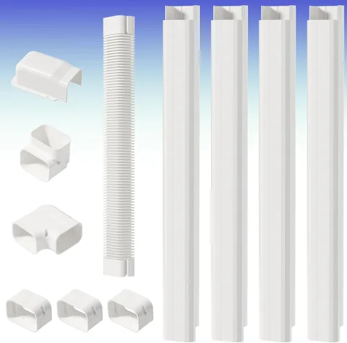 Vista 8 de Cubiertas de juego de línea de 3" y 16.1 pies para mini split, cubierta de conjunto de líneas para unidades exteriores Decorative PVC Mini Split