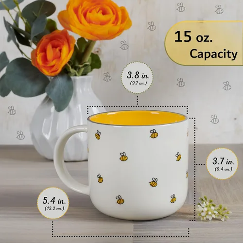 Vista 2 de Christian Art Gifts Taza grande de cerámica para café y té para mujeres: Las palabras amables son como la miel Versículo bíblico inspirador,