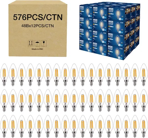 Vista 26 de FLSNT Bombillas LED ámbar para candelabros equivalentes a 40 W, bombillas LED B11 E12, 2200 K blanco cálido, regulable, 330 lm, 96 unidades UL