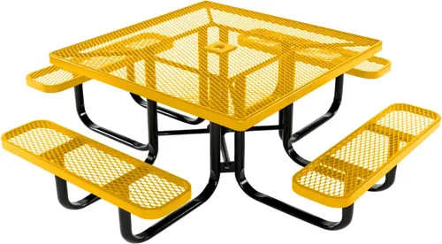 Vista 69 de COATEDOUTDOORFURNITURE Mesa de picnic cuadrada de 46 pulgadas, expandida, color negro