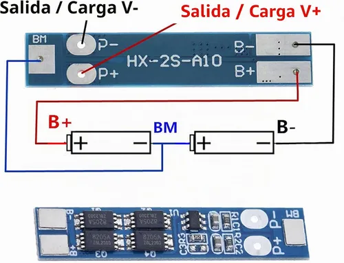 Vista 3 de 6 unids 2S 7.4 V 8.4 V 8 A 18650 placa de protección de batería PCB BMS módulo de protección para celda de batería de litio de iones de litio
