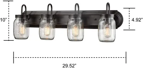 Vista 5 de DIRYZON EUL - Apliques de pared vintage con tarro de vidrio transparente con 4 luces, para tocador de baño, bronce aceitado