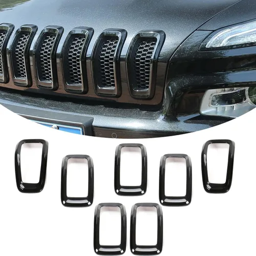 Vista 8 de Jimen Insertos de parrilla para Jeep Cherokee, 7 piezas de insertos de rejilla compatibles con Jeep Cherokee 2014-2018, Rojo