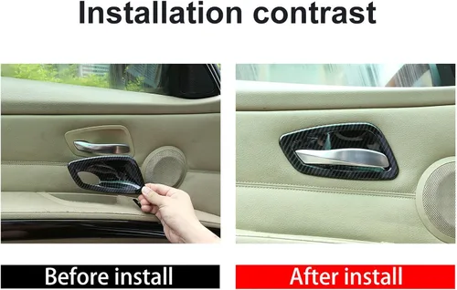 Vista 3 de YIWANG ABS cromo puerta interior de coche cubierta cubierta 4 unids para BMW E90 3 serie 2005-2012 Auto Accesorios (fibra de carbono)