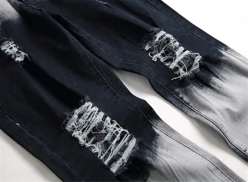 Vista 4 de Pantalones para hombres entalle ajustado rasgados