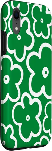 Vista 3 de iPhone XR - Funda grande con diseño de flores silvestres verdes y blancas