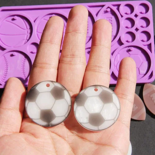 Vista 7 de Molde de resina de pelota deportiva, molde de silicona para joyería, aretes, manualidades, llavero de silicona, colgante de llavero de resina epoxi