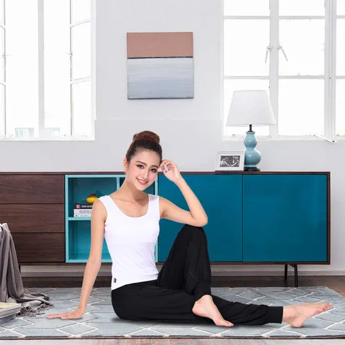 Vista 6 de BeautyWill Harem Pantalones para mujer, de cintura alta, para yoga, entrenamiento, casual, sueltos, suaves, modales, pilates, pantalones