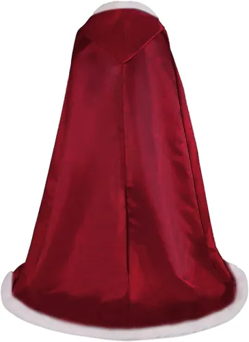 Vista 3 de Capa de boda para capucha nupcial, capa de piel para mujer, poncho de longitud completa