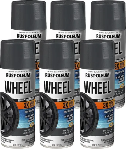 Vista 8 de Rust-Oleum 368076 Pintura en aerosol para ruedas de alto rendimiento, 11 onzas, negro brillante Brillo negro