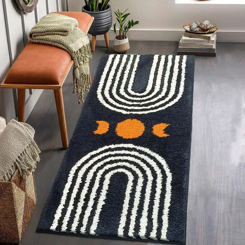 Vista 15 de Alfombras de Baño Bohemias Bonita Alfombra de Baño Bohemia Antideslizante de Microfibra Alfombrilla de Baño Abstracta para Dormitorio Alfombra Beige