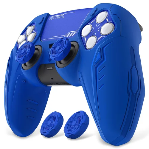 Vista 16 de PlayVital 2 Pack Silicone Skin Set for PS5 Controller - Charging Dock Compatible, Full Protection Case with Futuristic CyberMech Design, Soft Cover