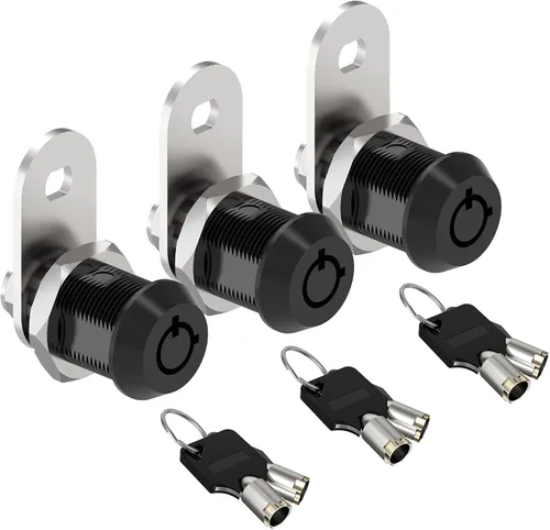 Vista 10 de Paquete de 1 cerradura de gabinete con llaves, cerraduras tubulares de leva de 5/8 pulgadas con llave similar, cerradura de RV para armarios