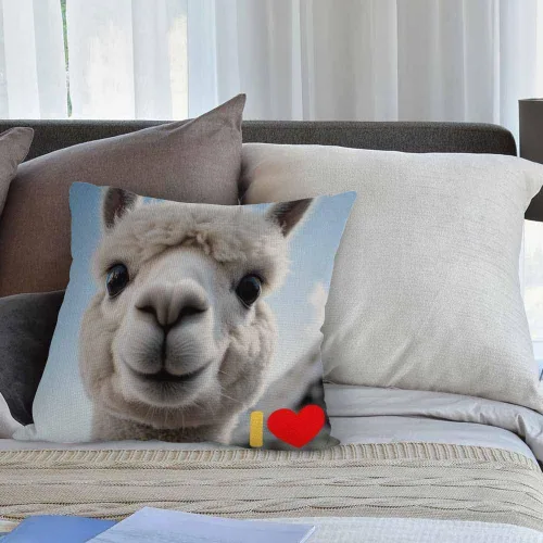Vista 4 de HGOD DESIGNS Divertida funda de almohada decorativa con diseño de llama, funda de almohada de lino y algodón, funda de almohada estándar