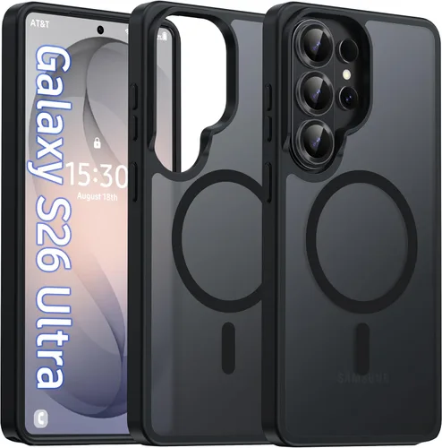 Vista 42 de Oterkin Funda magnética para Samsung Galaxy A17 mate, funda de teléfono A17 compatible con MagSafe esmerilada, translúcida, a prueba de golpes Negro