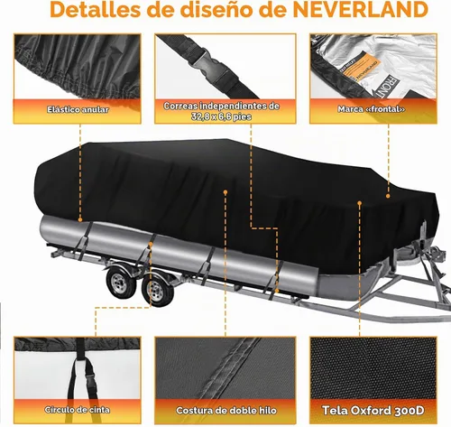 Vista 2 de NEVERLAND Cubierta de barco pontón impermeable de alta resistencia remolcable Cubierta de barco de grado marino de poliéster lona se adapta a barcos