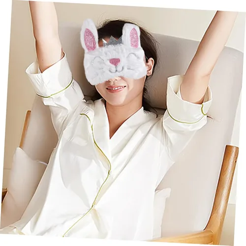 Vista 8 de SHERCHPRY 1 máscara de animales para parche para dormir mujeres niñas sombra sombra sombra máscara de sueño conejo de felpa con los ojos vendados