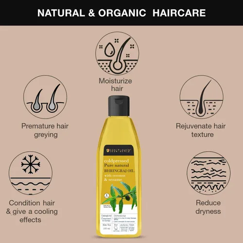 Vista 6 de Soulflower Bhringraj - Aceite para el cabello 100% puro, natural, cuero cabelludo refrescante Coco, sésamo 4.1 fl oz