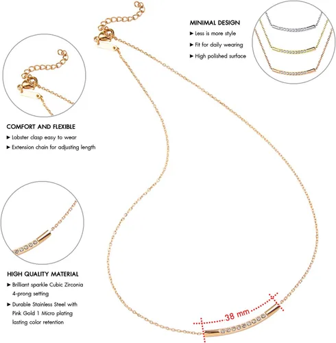Vista 3 de 555Jewelry Collar con colgante de circonita cúbica de acero inoxidable para mujer