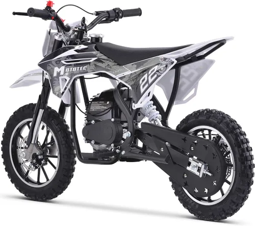 Vista 6 de MotoTec Demon - Motocicleta de motocross de gas para niños de 50 cc y 2 tiempos Blanco