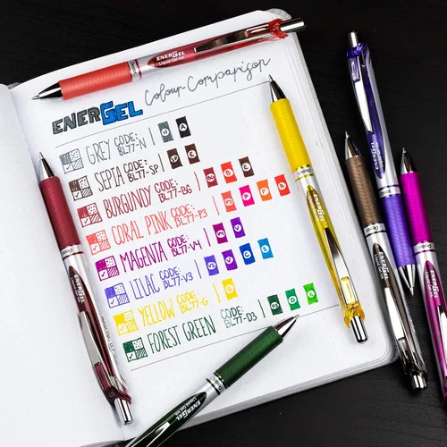 Vista 23 de Pentel EnerGel Pearl RTX, 0.028 in, tinta negra, caja de 12 (BL77PWP-A)