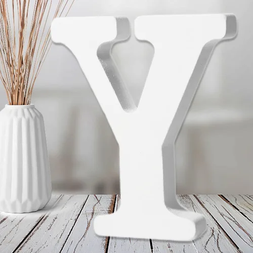 Vista 26 de AOCEAN Letras de madera blanca de 6 pulgadas, letras de madera sin terminar para decoración de pared, letras de pie, rebanadas, decoración