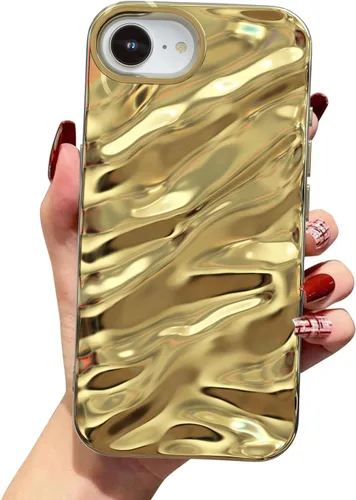 Vista 12 de QLTYPRI Funda compatible con iPhone 11, bonita funda con patrón de ondas de agua para niñas y mujeres, delgada, satinada, brillante, suave, de Beige