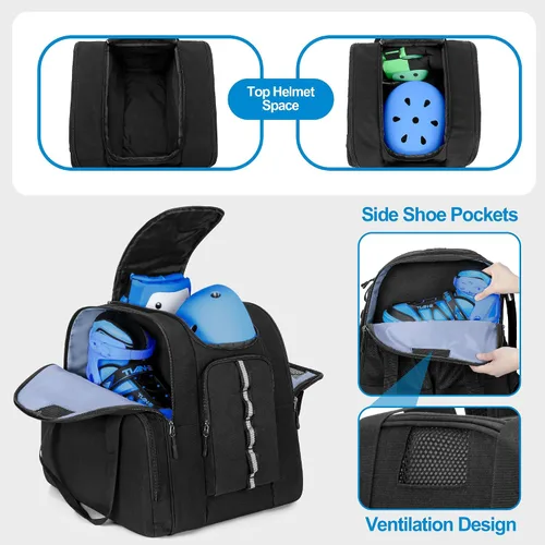 Vista 3 de GOBUROS Bolsa de patinaje para hombres y mujeres, mochila de patinaje sobre hielo para zapatos de patinaje hasta hombres de EE. UU. 13