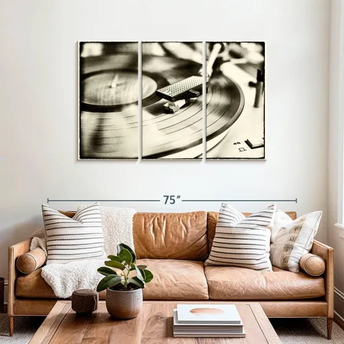 Vista 115 de Elephant Stock BW - Reproductor de discos de vinilo para pared, lienzo horizontal, decoración de pared de sala de estar de 3 piezas, impresión