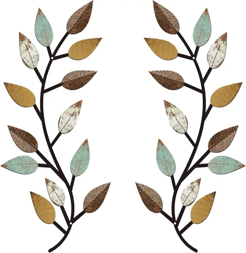 Vista 14 de Zhengmy 2 piezas de metal hoja de árbol decoración de pared de hoja de olivo vid hoja de olivo arte de pared sala de estar, decoración de pared