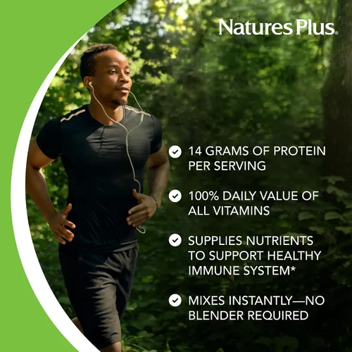 Vista 4 de NaturesPlus SPIRU-TEIN, mantequilla de maní de chocolate, 1.2 libras, batido de proteínas a base de plantas, sin OMG, vegetariano, sin gluten, 16