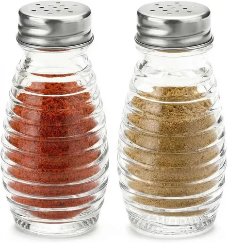 Vista 5 de TOPKITCHEN - Juego de 2 saleros y pimenteros, tarros de vidrio para especias con tapa de acero inoxidable, tarros de condimentos recargables a